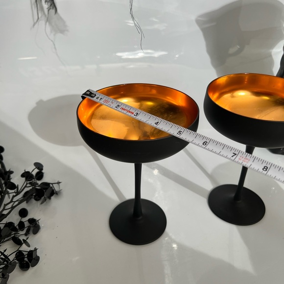 Stolzle Noir Lacquered Crystal Glass Coup Cocktail Glasses Set of 2 - Picture 4 of 5